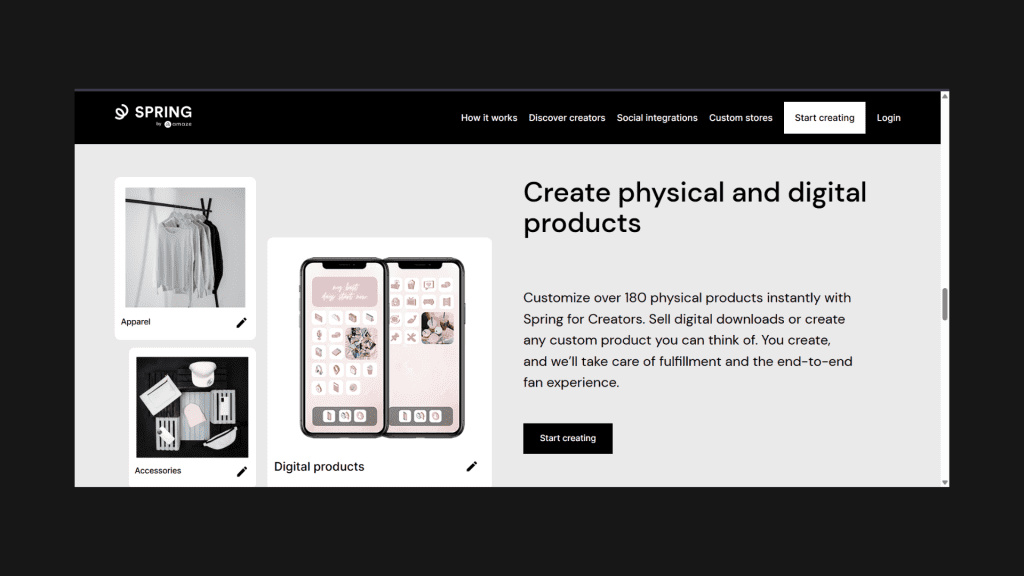 Spring para venta de merch