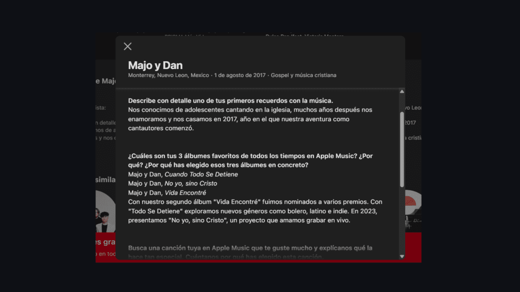 Biografía Apple Music